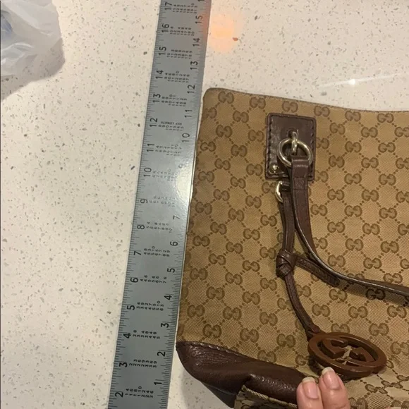 Gucci Brown Monogram Tote Bag EUC - Picture 12 of 13